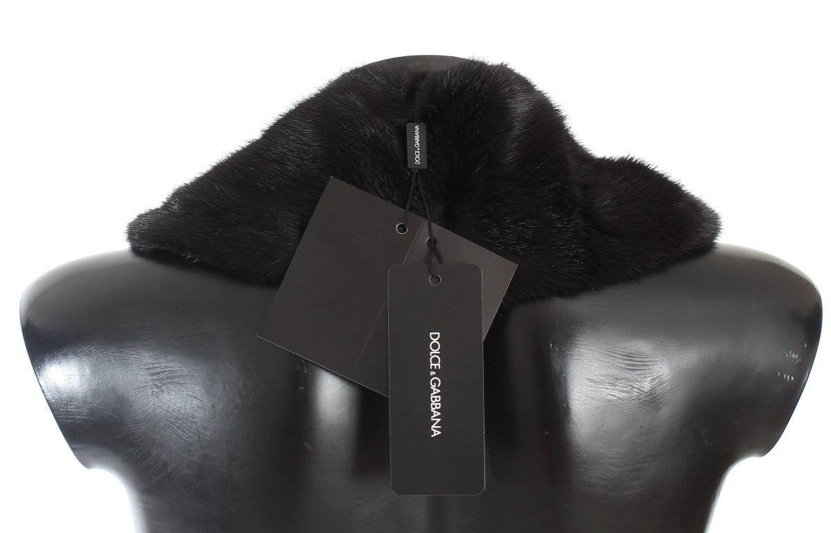 Dolce &amp; Gabbana Elegant Black Mink Fur Skulder Wrap tørklæde