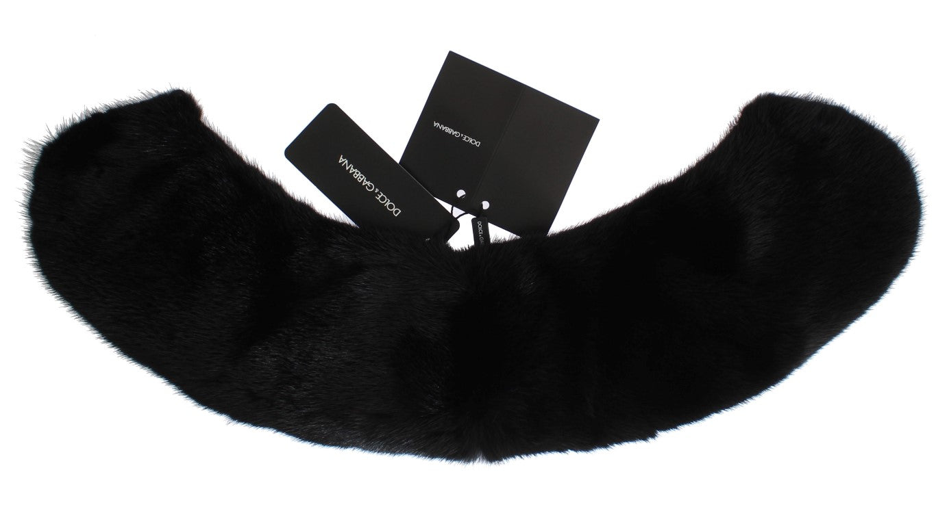 Dolce &amp; Gabbana Elegant Black Mink Fur Skulder Wrap tørklæde