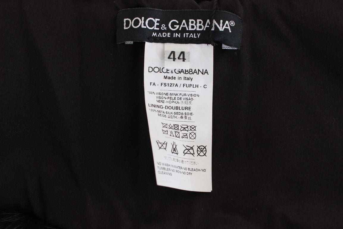 Dolce &amp; Gabbana Elegant Black Mink Fur Skulder Wrap tørklæde