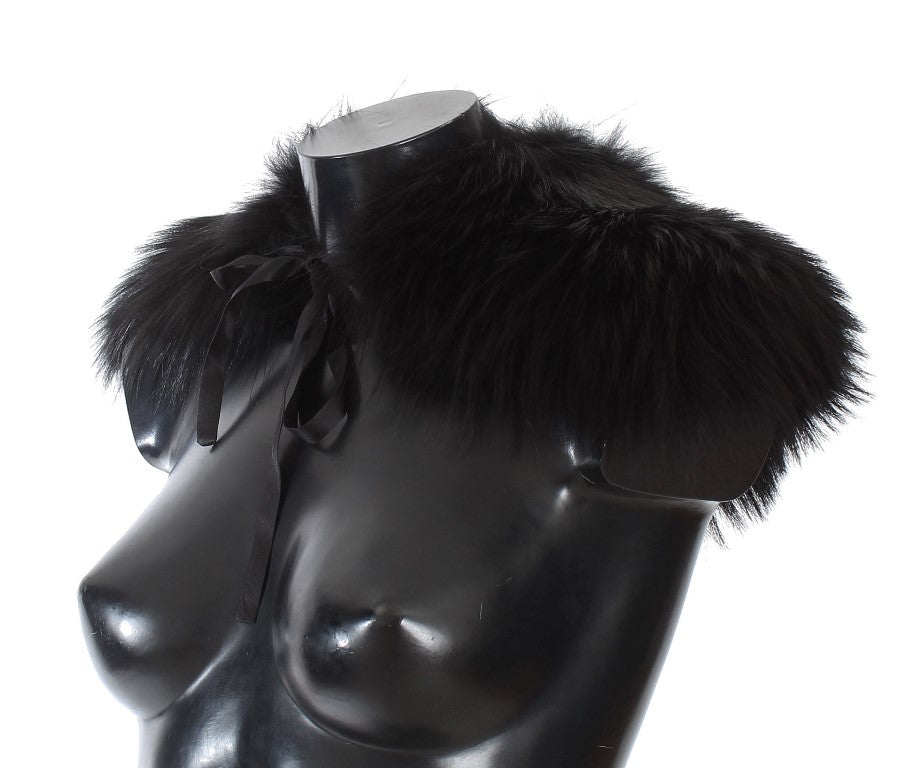 Dolce &amp; Gabbana Black Fox Fur Chic Skulder Wrap