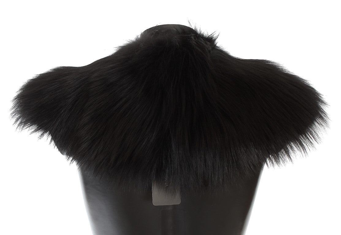 Dolce &amp; Gabbana Black Fox Fur Chic Skulder Wrap