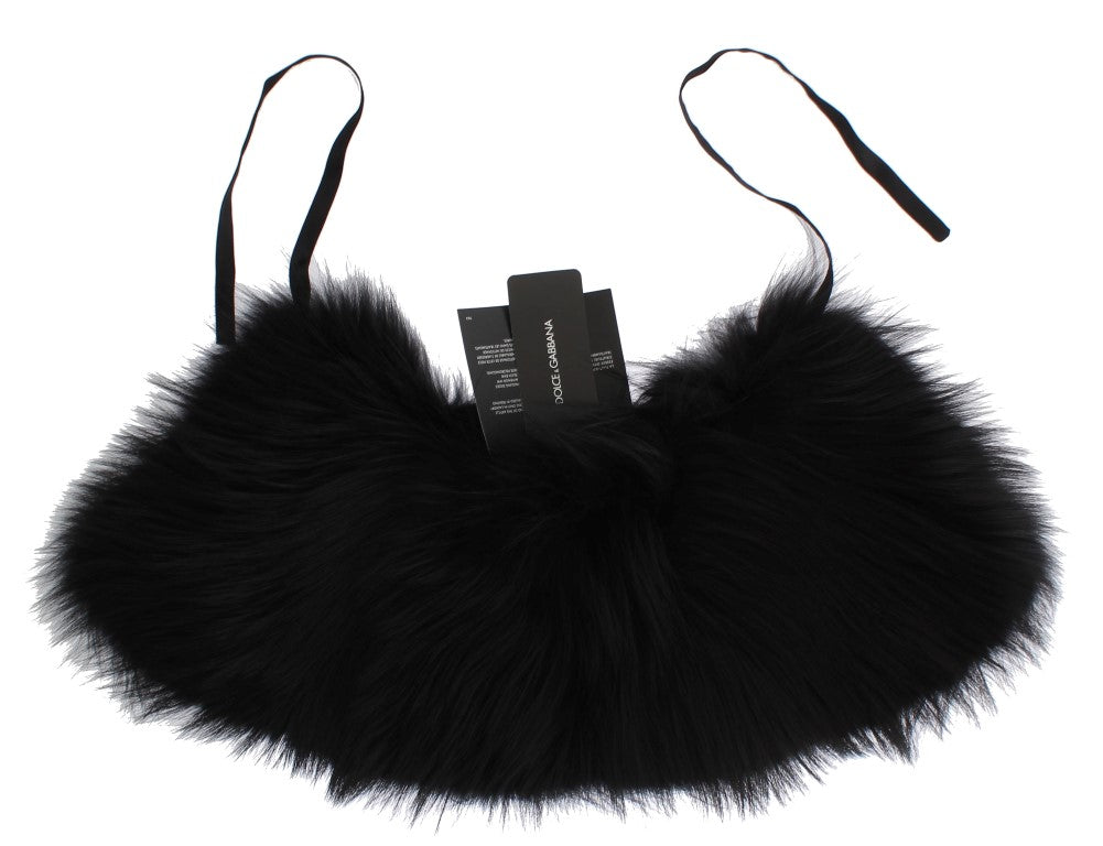 Dolce &amp; Gabbana Black Fox Fur Chic Skulder Wrap