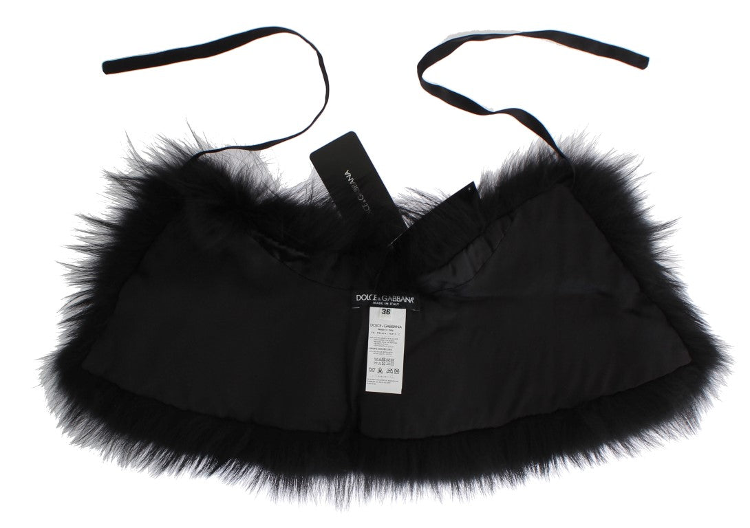 Dolce &amp; Gabbana Black Fox Fur Chic Skulder Wrap