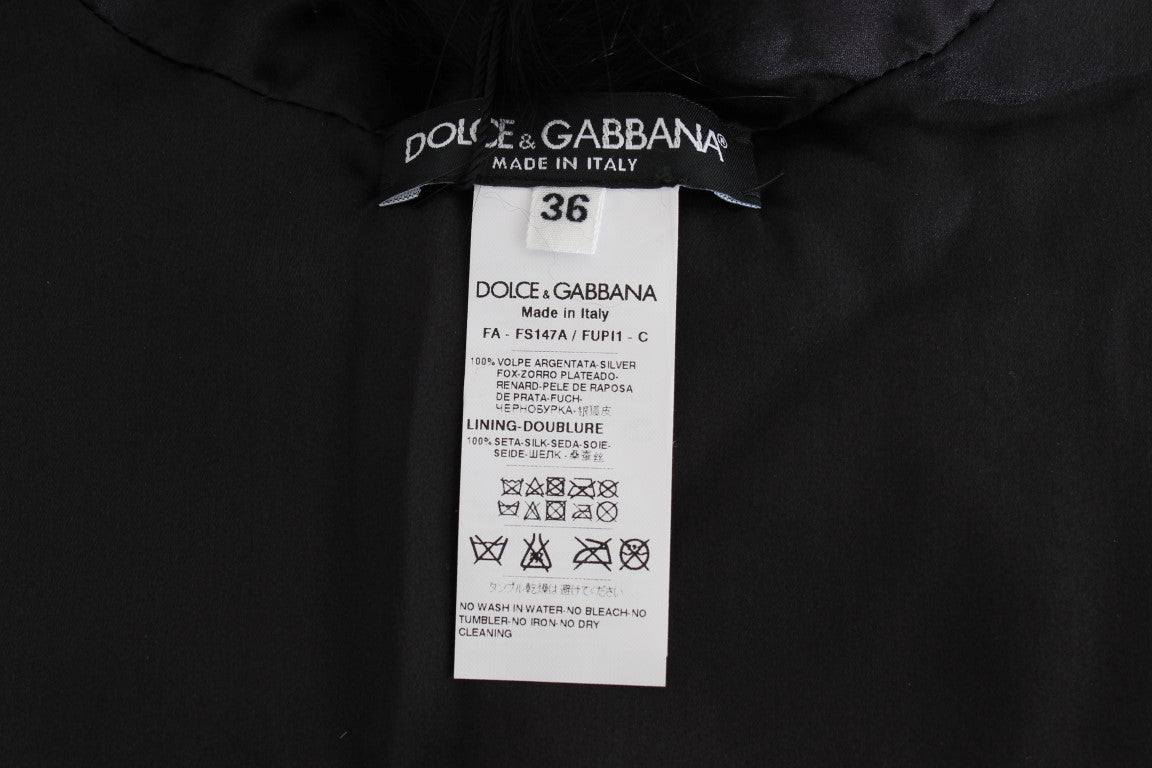 Dolce &amp; Gabbana Black Fox Fur Chic Skulder Wrap