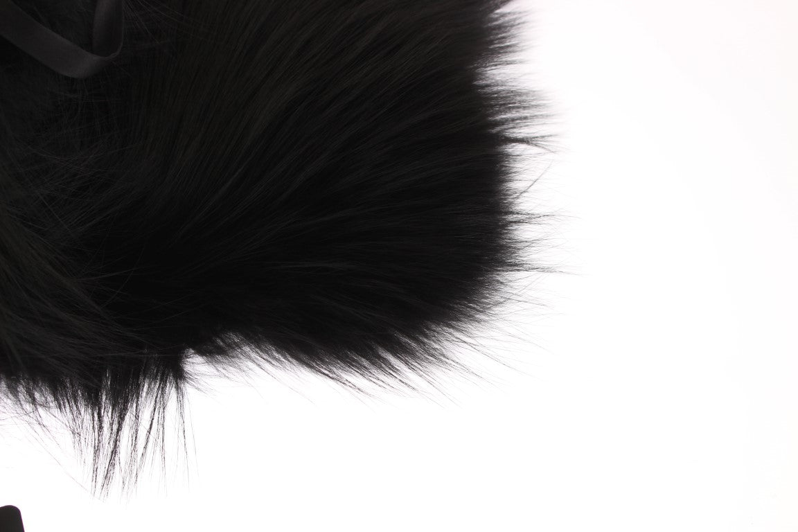 Dolce &amp; Gabbana Black Fox Fur Chic Skulder Wrap