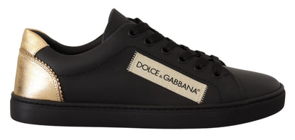 Dolce &amp; Gabbana Chic sorte og guld low-top lædersneakers
