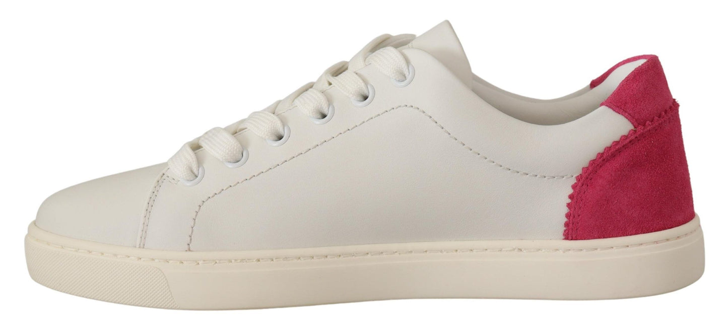 Dolce &amp; Gabbana Elegante Hvide Læder Low-Top Sneakers