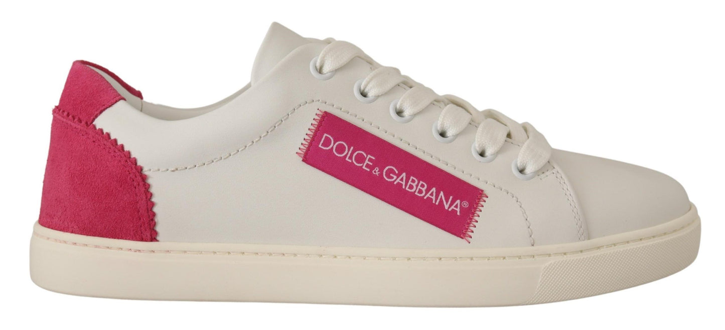 Dolce &amp; Gabbana Elegante Hvide Læder Low-Top Sneakers