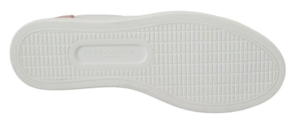Dolce &amp; Gabbana Chic Hvide Pink Læder Low-Top Sneakers