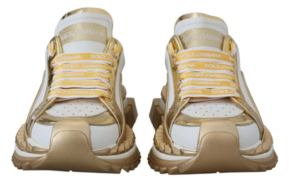 Dolce &amp; Gabbana Elegante Hvide og Guld Lædersneakers