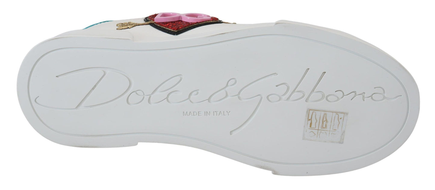 Dolce &amp; Gabbana Elegante Hvide Portofino Lædersneakers