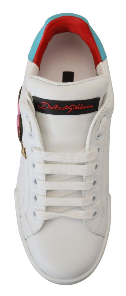 Dolce &amp; Gabbana Elegante Hvide Portofino Lædersneakers