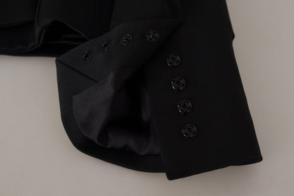 Dolce &amp; Gabbana Sleek Sort Trykknapjakke med Silkefor