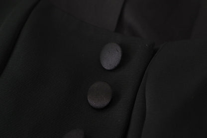 Dolce &amp; Gabbana Sleek Sort Trykknapjakke med Silkefor