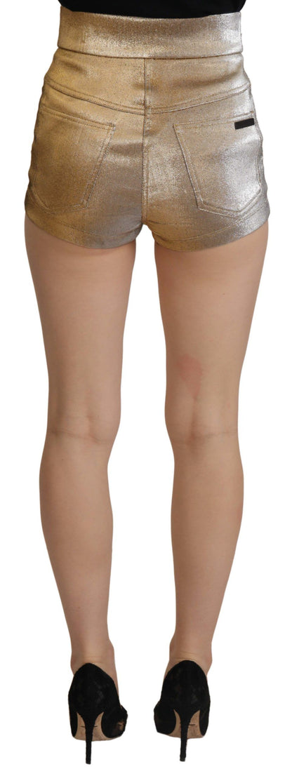 Dolce &amp; Gabbana Guld Højtaljede Hotpants Shorts