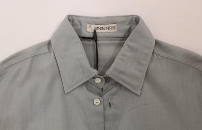 Ermanno Scervino Elegance Unleashed Grå Casual Skjorte med Knapper Foran