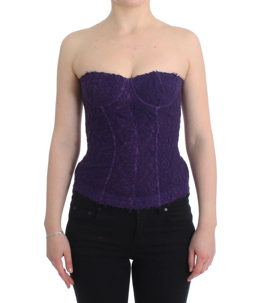 Ermanno Scervino Lilla Lace Silk Blend Bustier Corset