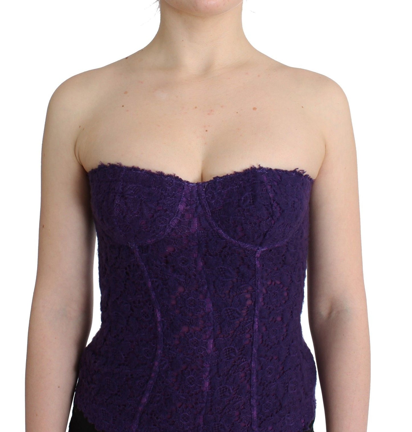 Ermanno Scervino Lilla Lace Silk Blend Bustier Corset