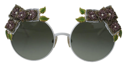 Dolce & Gabbana Elegant Floral Embellished Gold Sunglasses