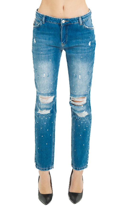 Imperfect chic distressed straight leg jeans