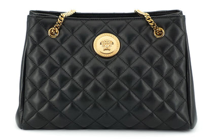 Versace Elegant Quilted Nappa Leather Tote Bag