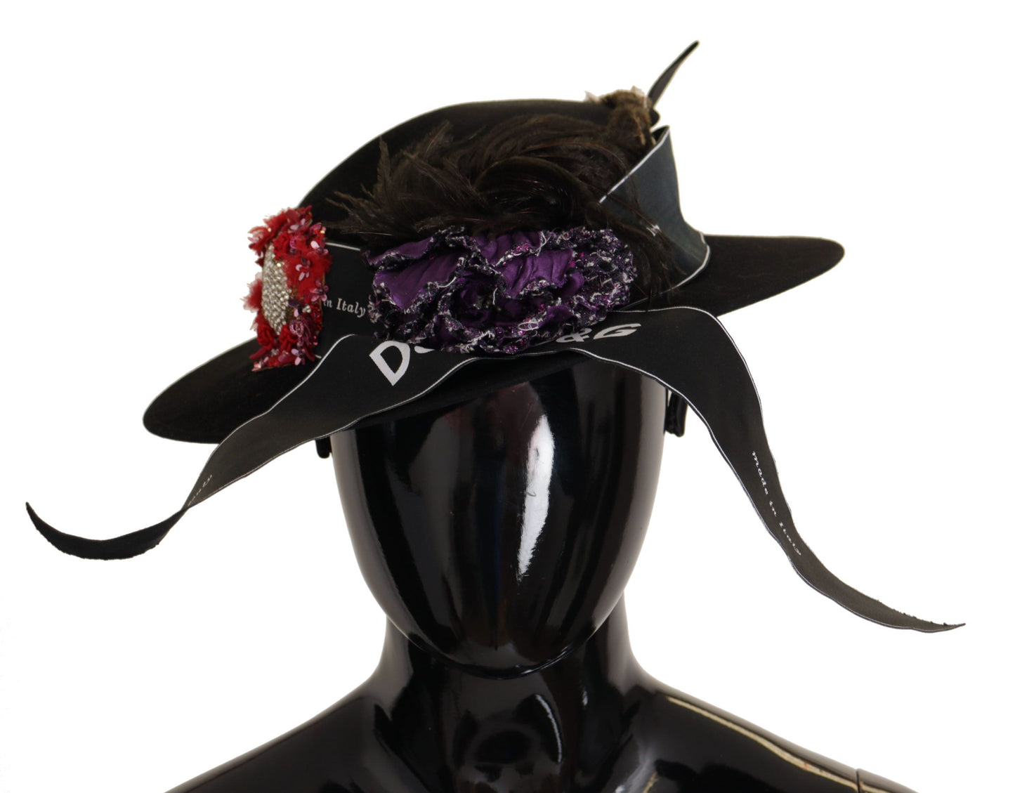 Dolce &amp; Gabbana elegant sort hat med bred skygge