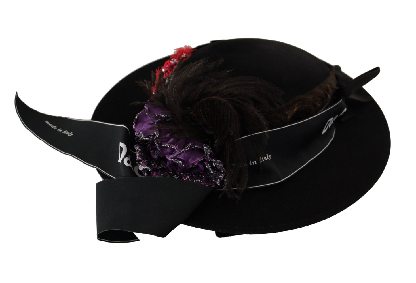 Dolce &amp; Gabbana elegant sort hat med bred skygge