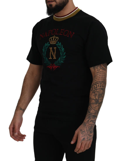 Dolce &amp; Gabbana ikonisk sort bomulds-T-shirt med rund hals