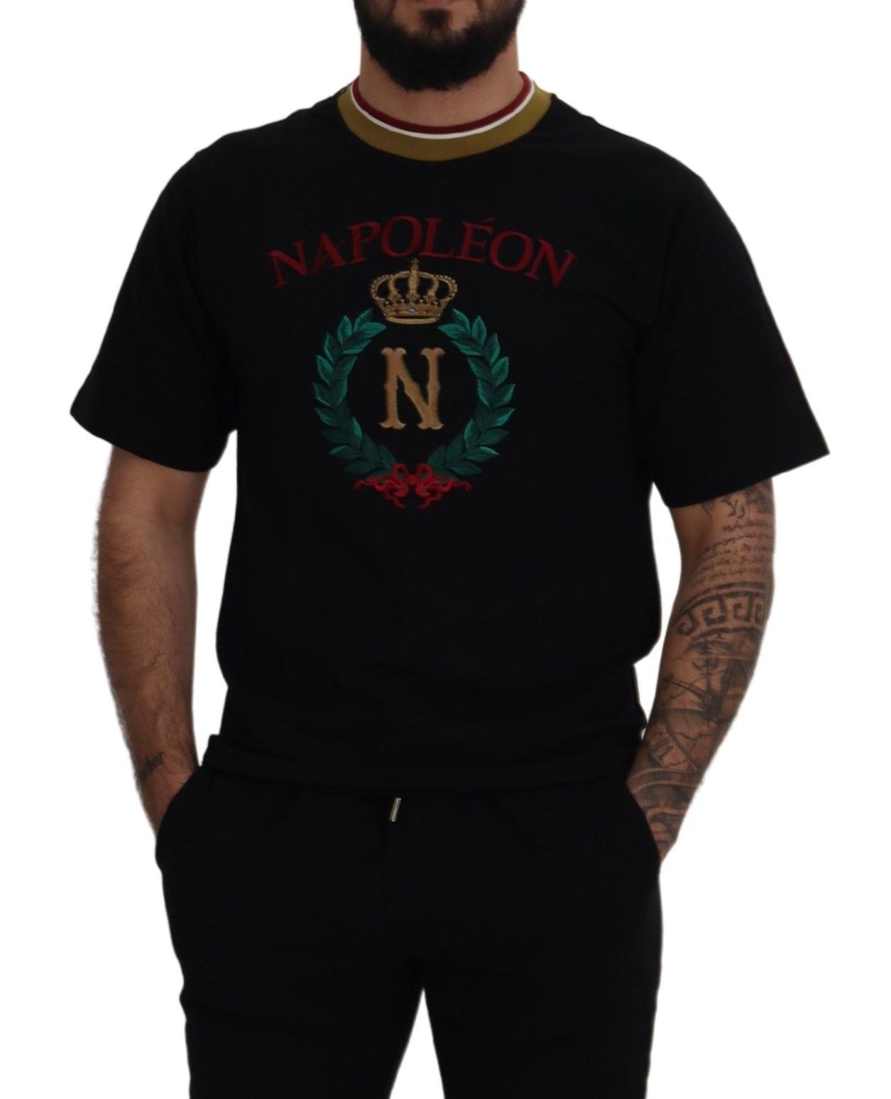 Dolce &amp; Gabbana ikonisk sort bomulds-T-shirt med rund hals
