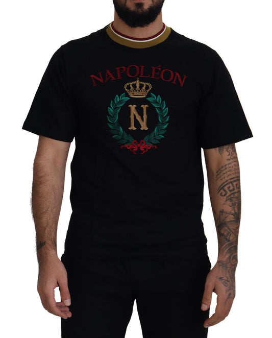 Dolce &amp; Gabbana ikonisk sort bomulds-T-shirt med rund hals