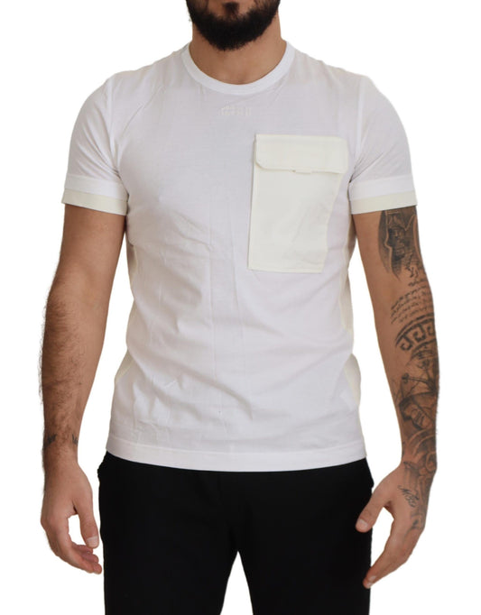 Dolce &amp; Gabbana Elegant Hvid Bomulds-T-shirt med DG Brystlomme