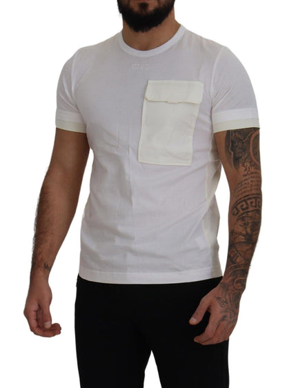 Dolce &amp; Gabbana Elegant Hvid Bomulds-T-shirt med DG Brystlomme