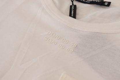Dolce &amp; Gabbana Elegant Hvid Bomulds-T-shirt med DG Brystlomme