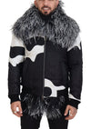 Dolce & Gabbana Elegant Shearling Zip-jakke i sort og hvid