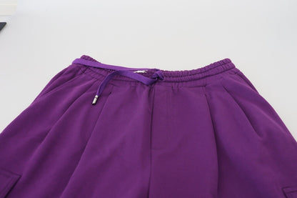 Dolce &amp; Gabbana Elegant Lilla Cargo Joggingbukser i Bomuld