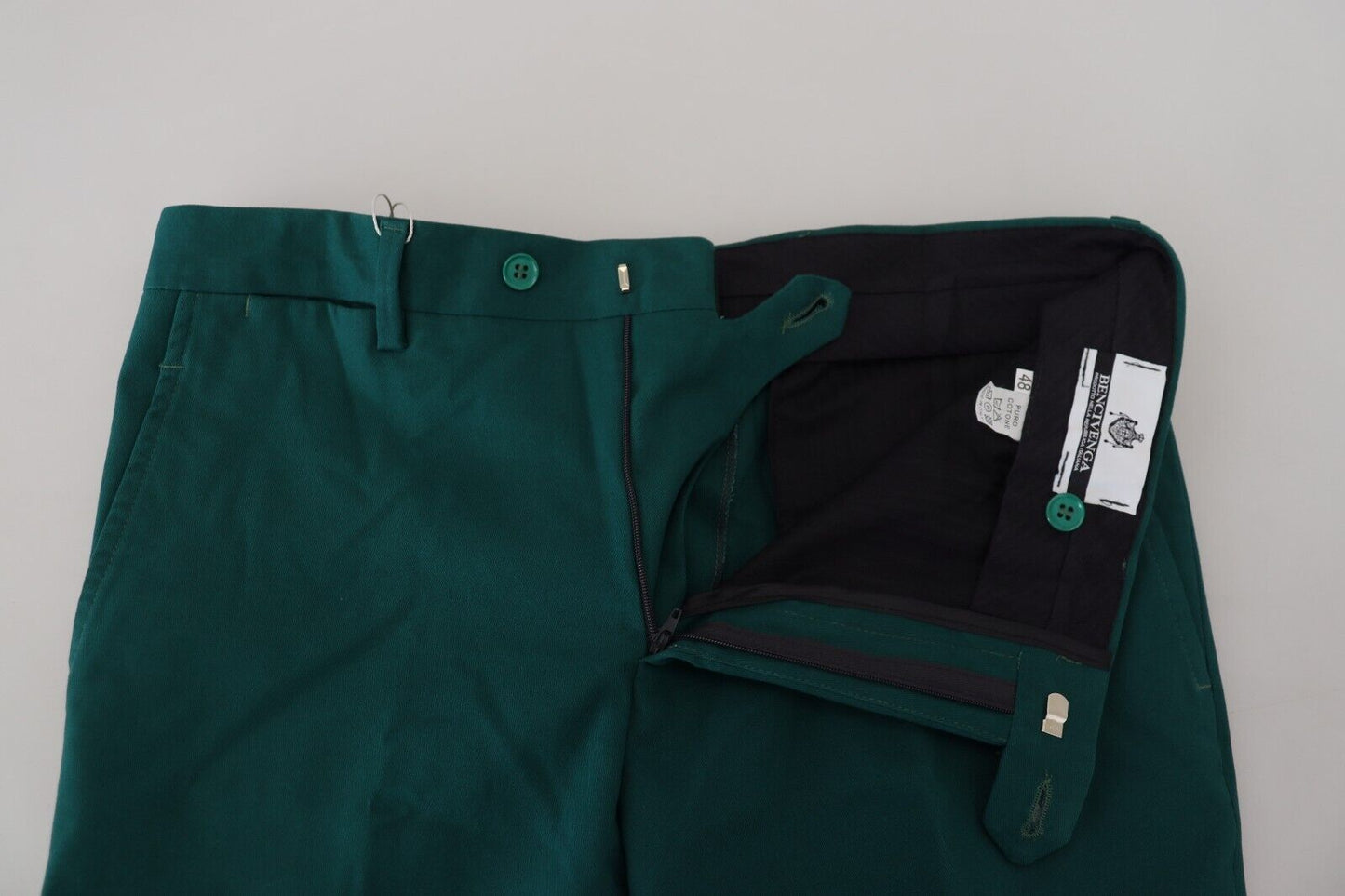 BENCIVENGA Elegantly Tailored Green Pure Cotton Pants