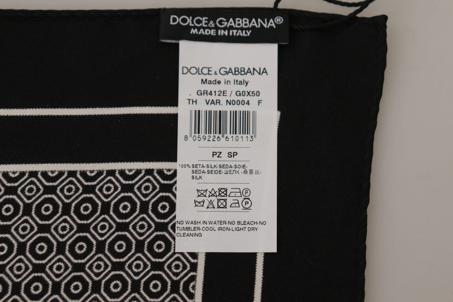 Dolce &amp; Gabbana Elegant sort silke geometrisk tørklæde til mænd