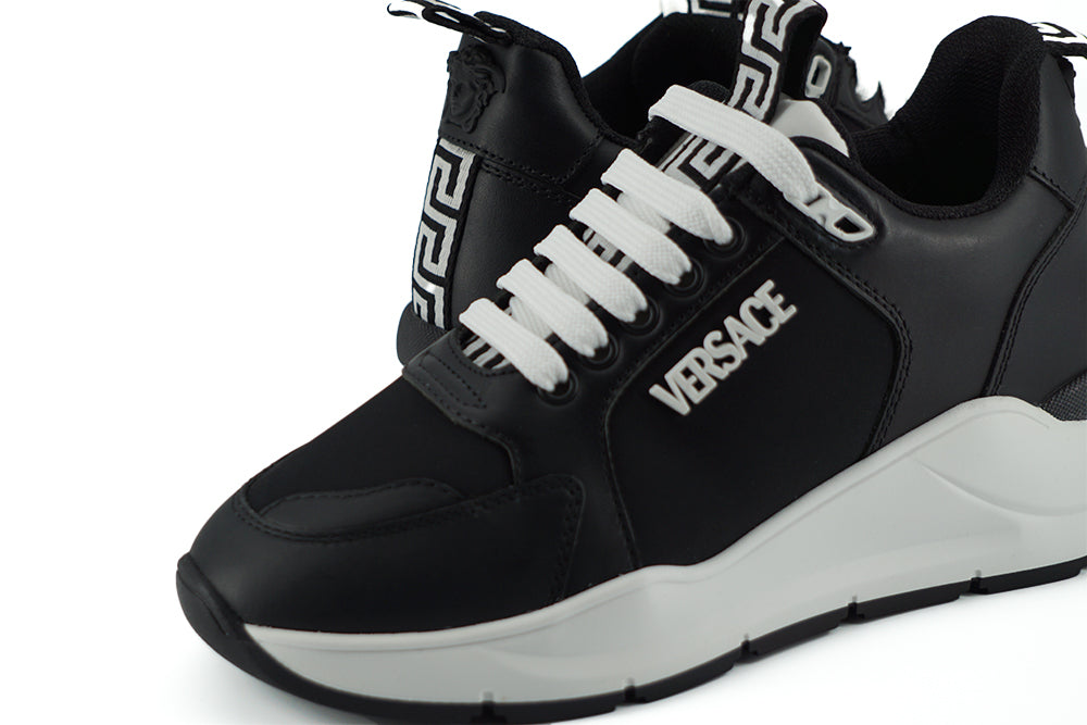 Versace Elegant Monokrom Læder Sneakers