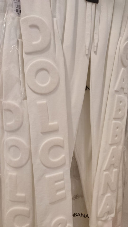 Dolce &amp; Gabbana Elegante Hvide Joggingbukser i Bomuld