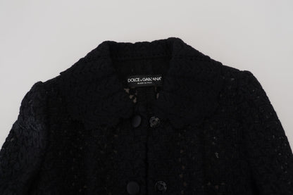 Dolce &amp; Gabbana Elegant Sort Dunjakke i Uldblanding med Knapper