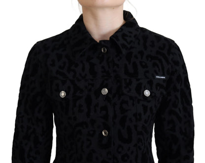 Dolce &amp; Gabbana Chic Leopardmønster Denimjakke