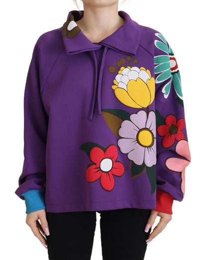 Dolce &amp; Gabbana Elegant Lilla Blomsterpullover