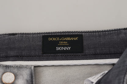 Dolce &amp; Gabbana Elegante Grå Vaskede Bukser i Bomuldsblanding