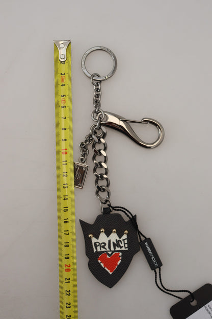 Dolce & Gabbana Elegant Silver and Black Designer Keychain