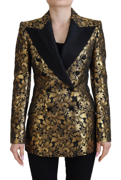 Dolce &amp; Gabbana Elegant Sort og Guld Blomsterjakke