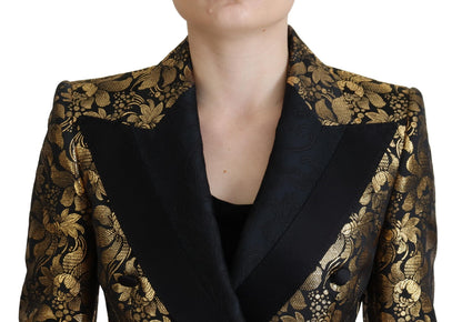 Dolce &amp; Gabbana Elegant Sort og Guld Blomsterjakke