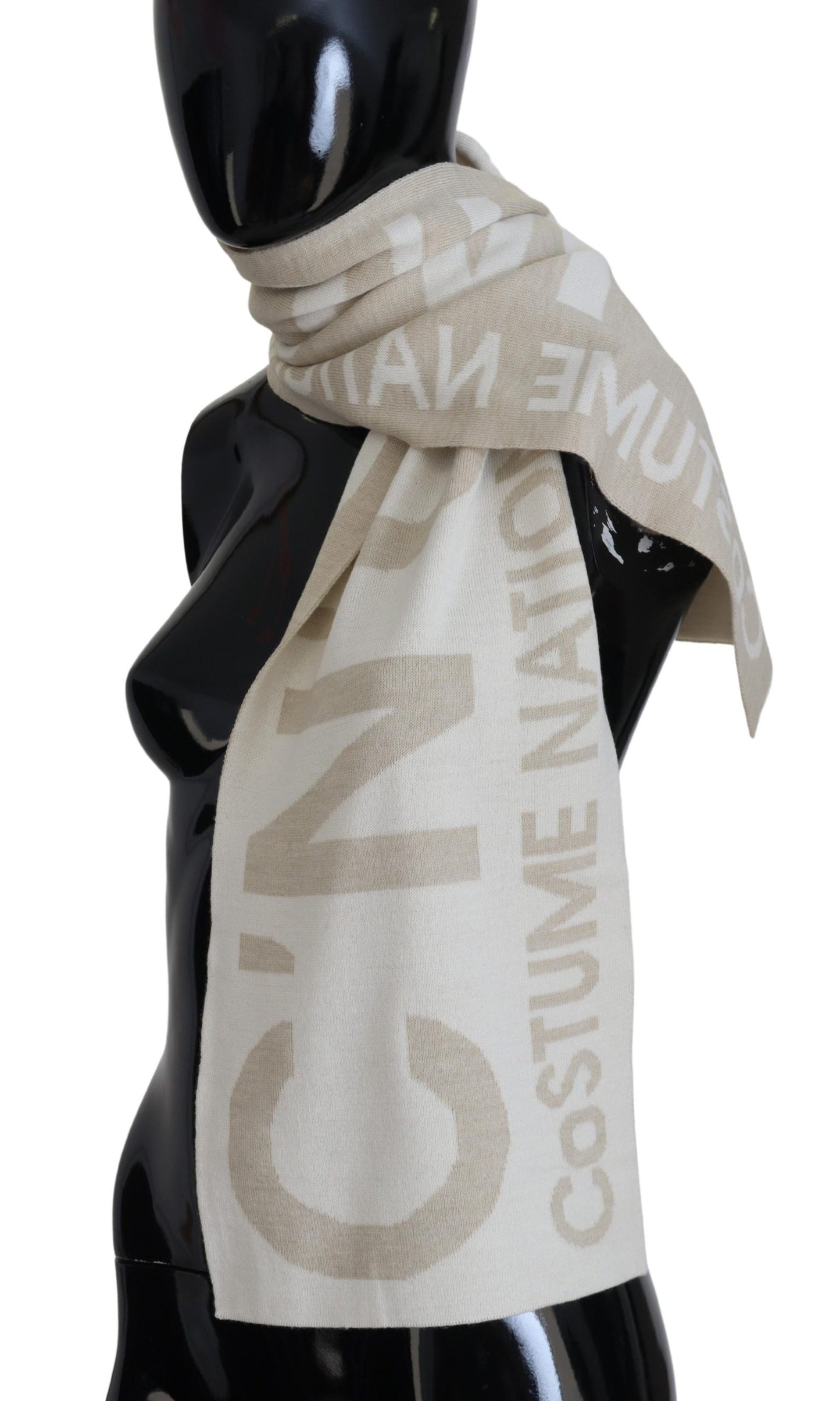 Kostume National Elegant Beige Uld-Blend Tørklæde Wrap