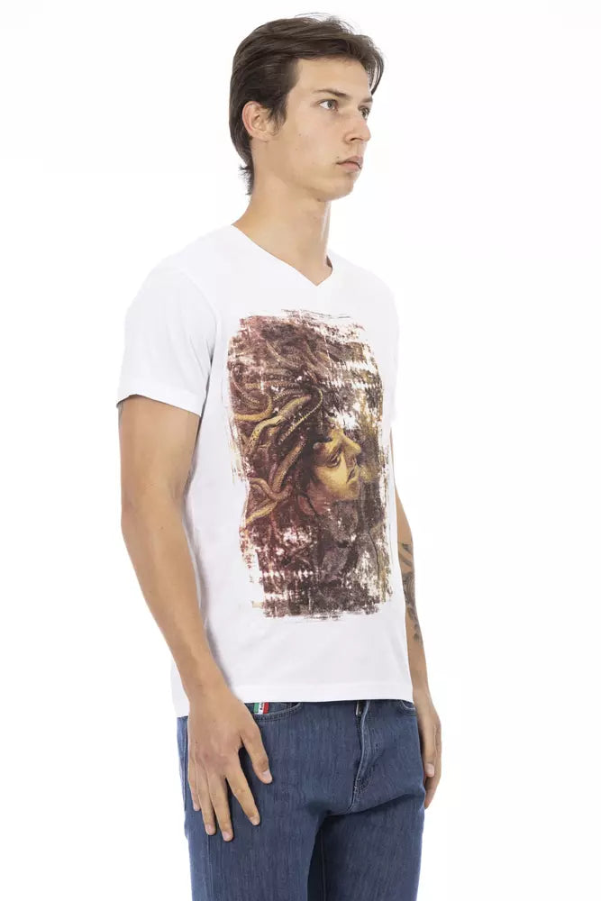 Trussardi Action Elegant T-shirt med V-hals med elegant frontprint