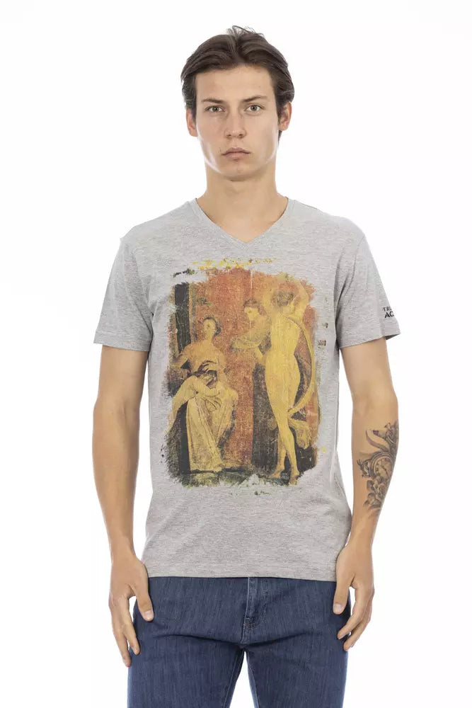 Trussardi Action Grå Bomuld Herre T-shirt med V-hals