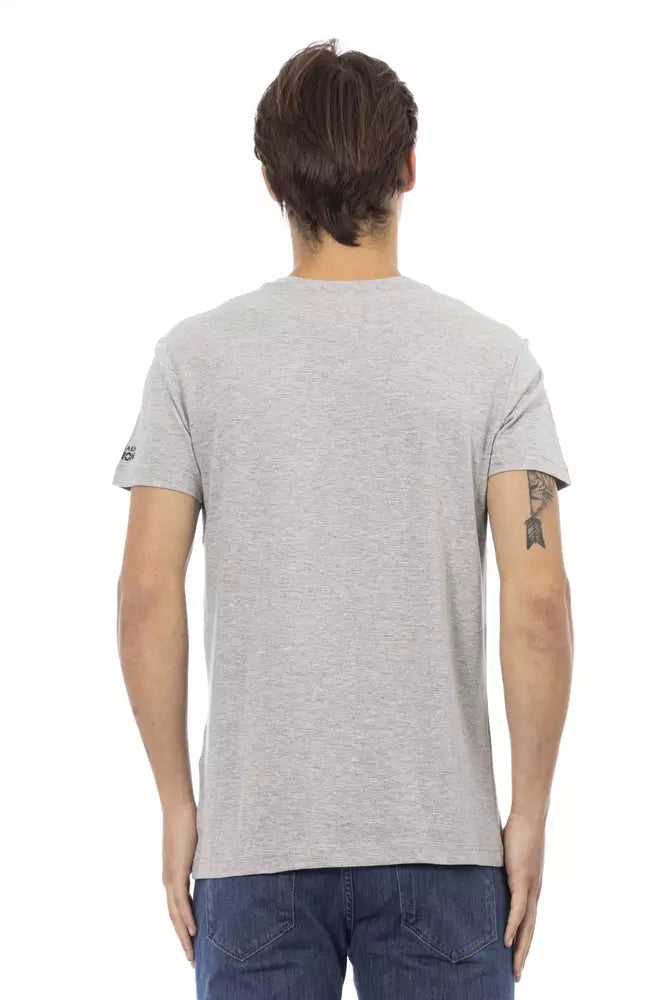 Trussardi Action Grå Bomuld Herre T-shirt med V-hals